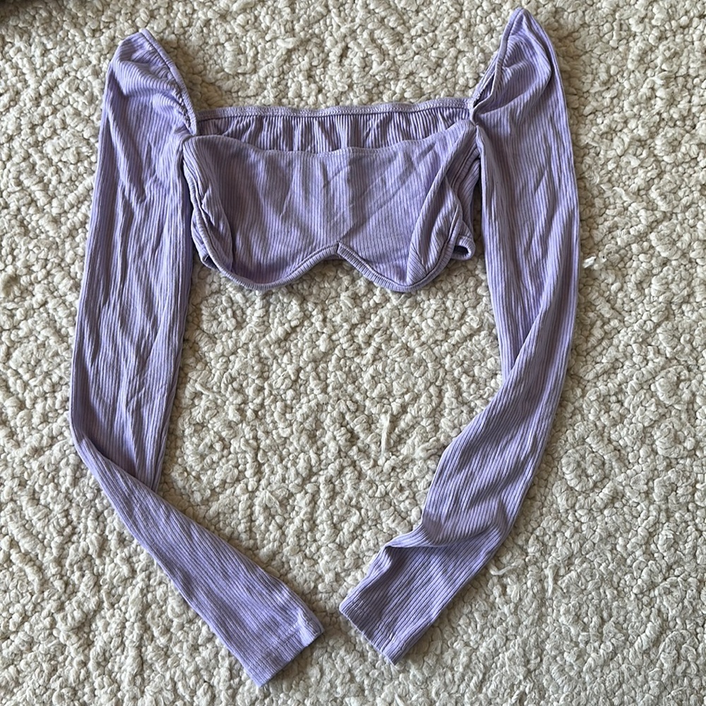 Lavender Ribbed Cropped Top